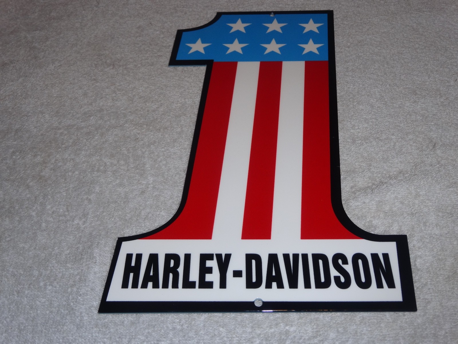 VINTAGE HARLEY DAVIDSON #1 MOTORCYCLES 12" METAL GASOLINE & OIL MOTORCYCLE SIGN!