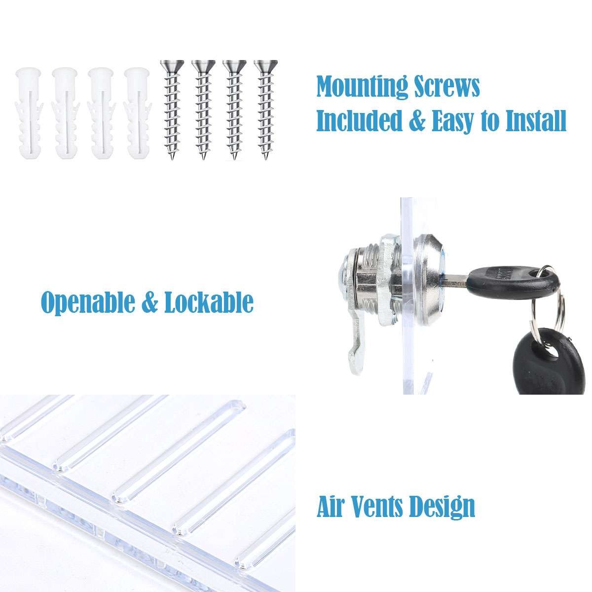 Thermostat Lock Box with 2 Keys Transparent Protective Cover Acrylic Guard Box
