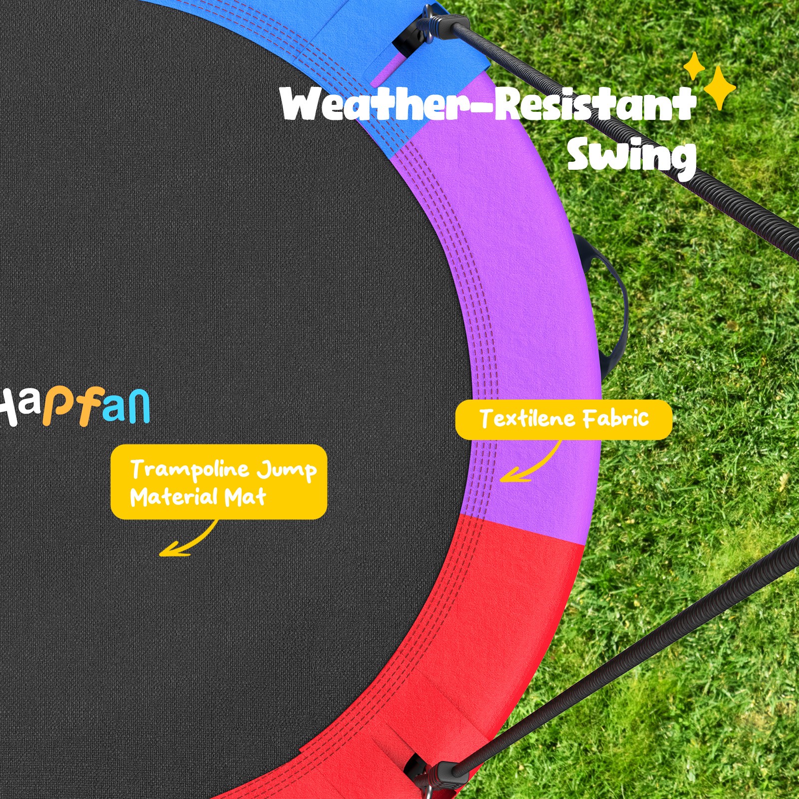 Hapfan 6.5ft Tall Heavy Duty A-Frame Metal Swing Set with 50" Saucer Swing Seats