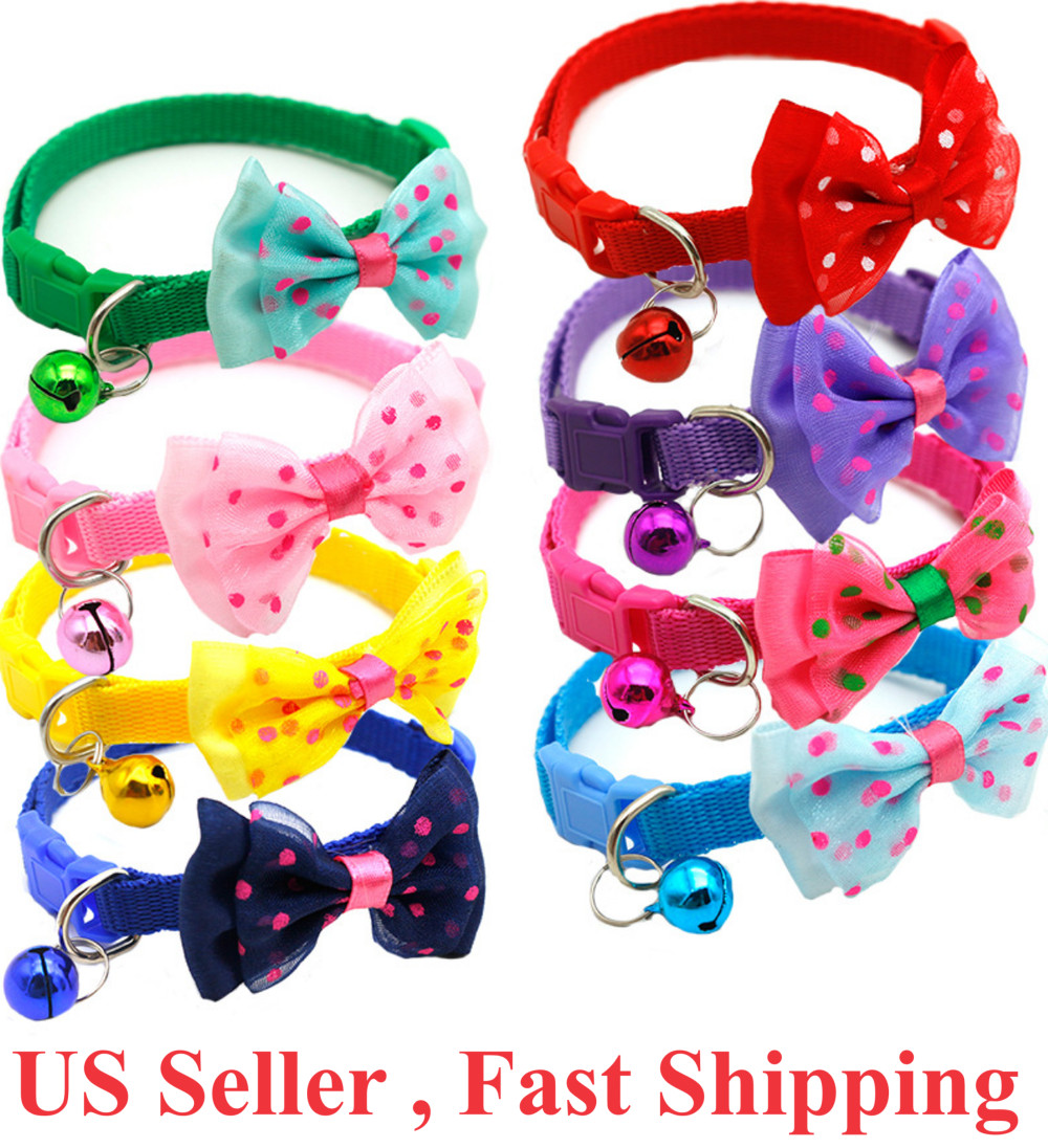 Nylon Cat Cute Collar with Bell bow tie for Cat Kitten puppy adjustable