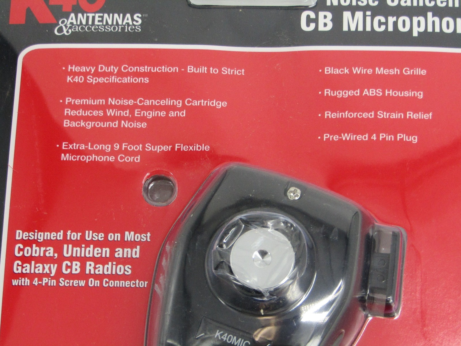 K40 K40MIC CB Microphone 4-Pin Noise Canceling for Cobra Uniden Galaxy Radio CB