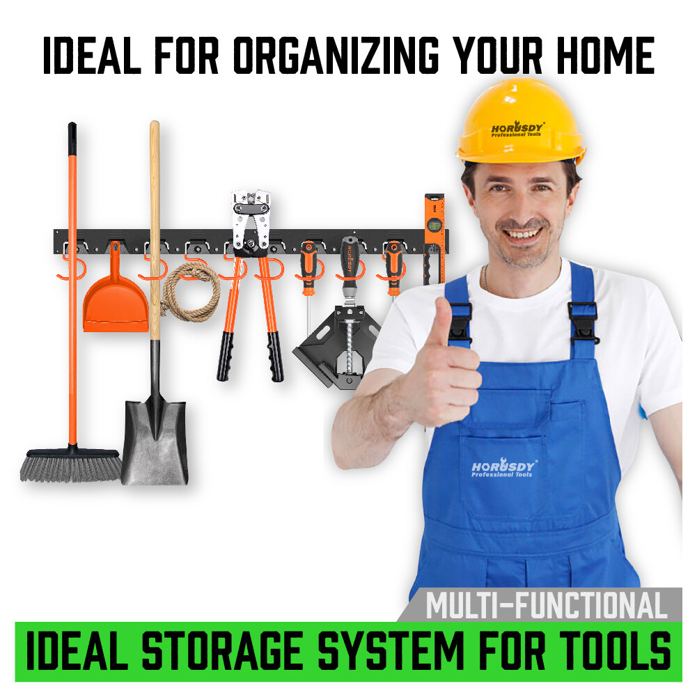 64 Inch Adjustable Storage System Wall Holders Garage Organizer 4 Rails 20 Hooks