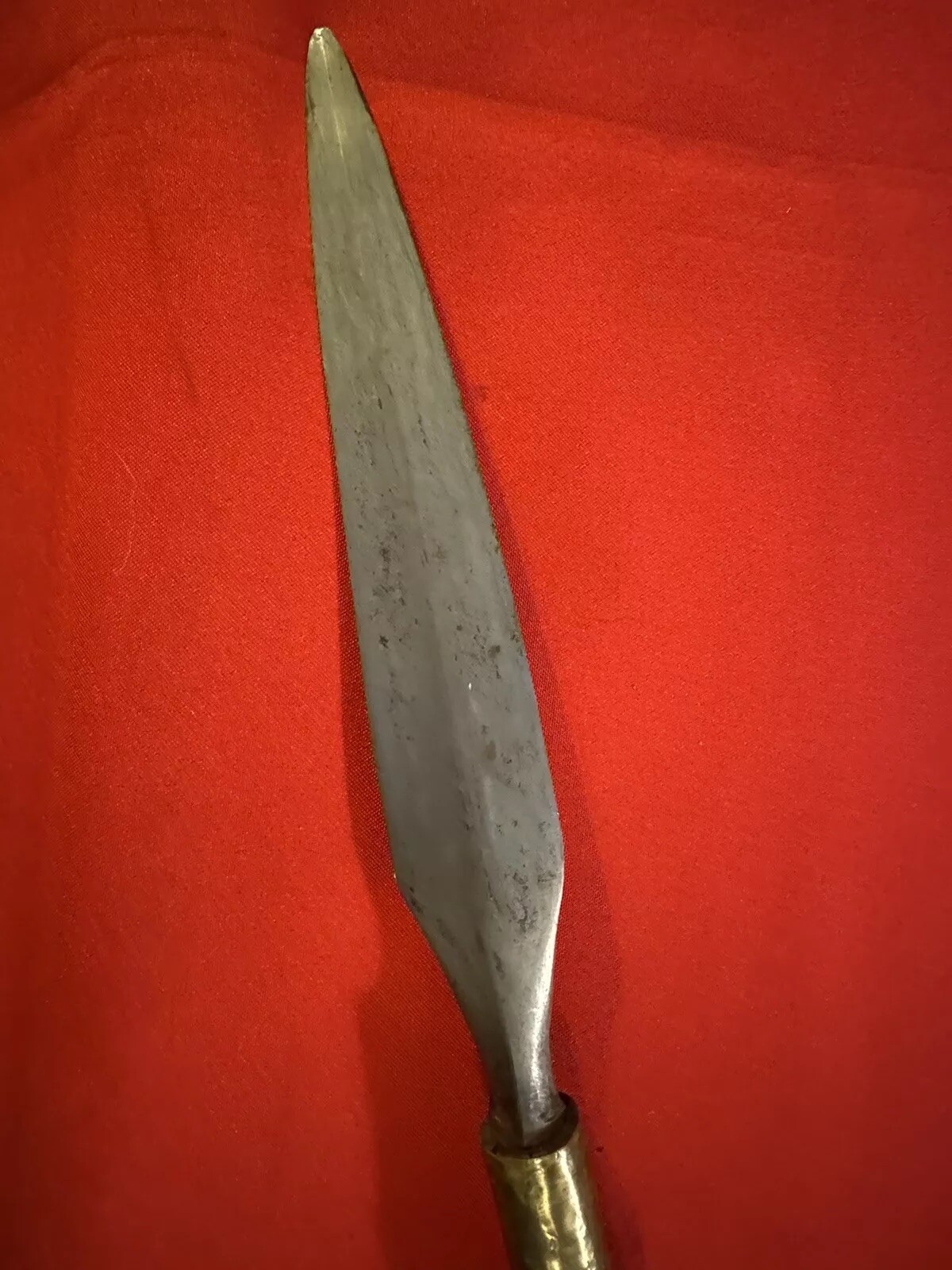 Antique19thC. S.E.Asia-Damascus BUDIAK-HandForged Laminated Spear Head-REED Haft