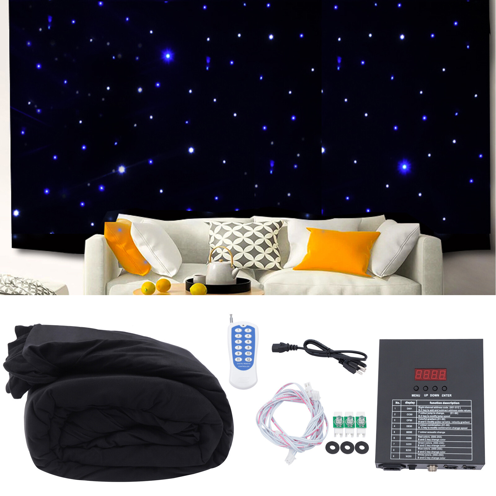 LED Star Stage Backdrop - 13x10FT LED Star Curtain Background Starry Sky DMX512