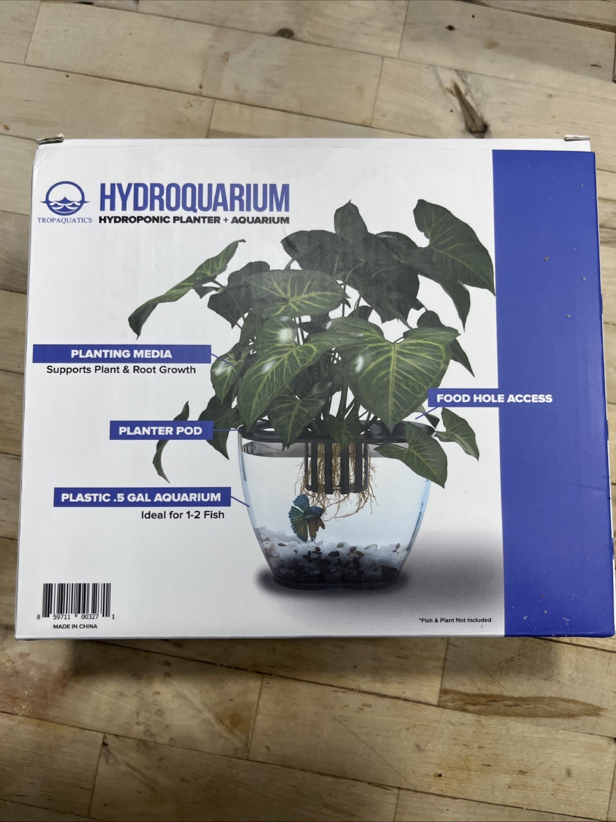 Hydroquarium Hydroponic Planter Aquarium Betta Fish Habitat Closed Ecosystem New