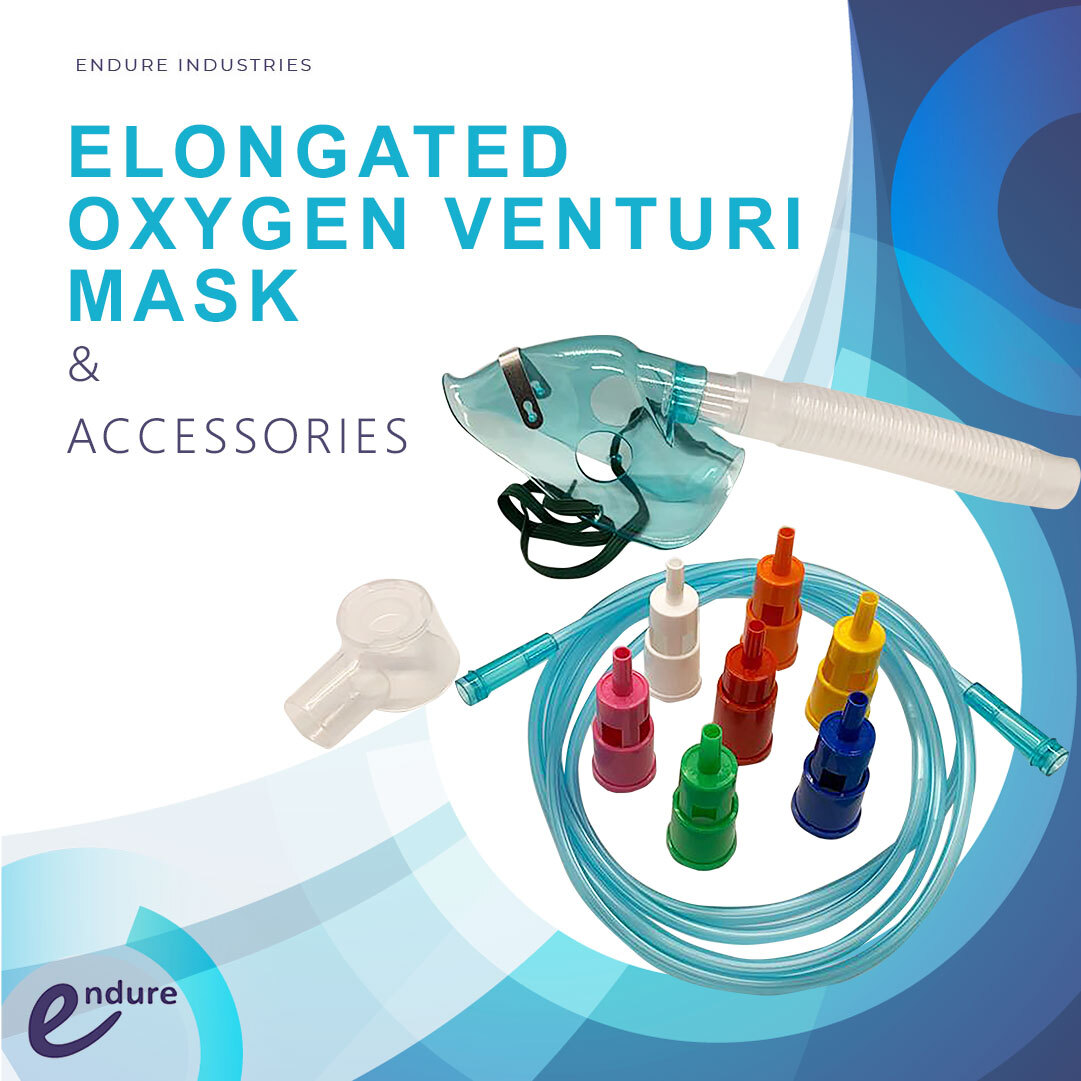 Endure Adjustable Adult Oxygen Venturi Mask with Accessories, Large Size
