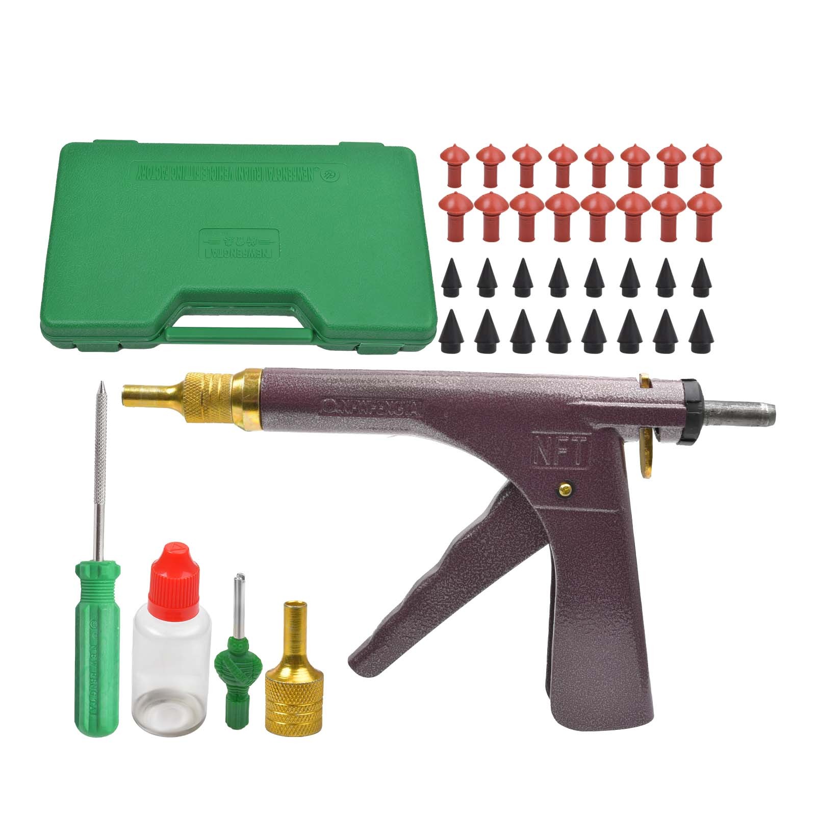 Tubeless Tire Gun Puncture Repair Kit Tire Patch Tools with Mushroom Plug Nozzle