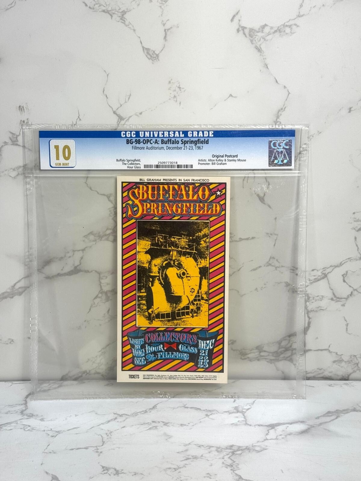Buffalo Springfield Collectors 1967 Bill Graham Fillmore BG98 Postcard CGC 10