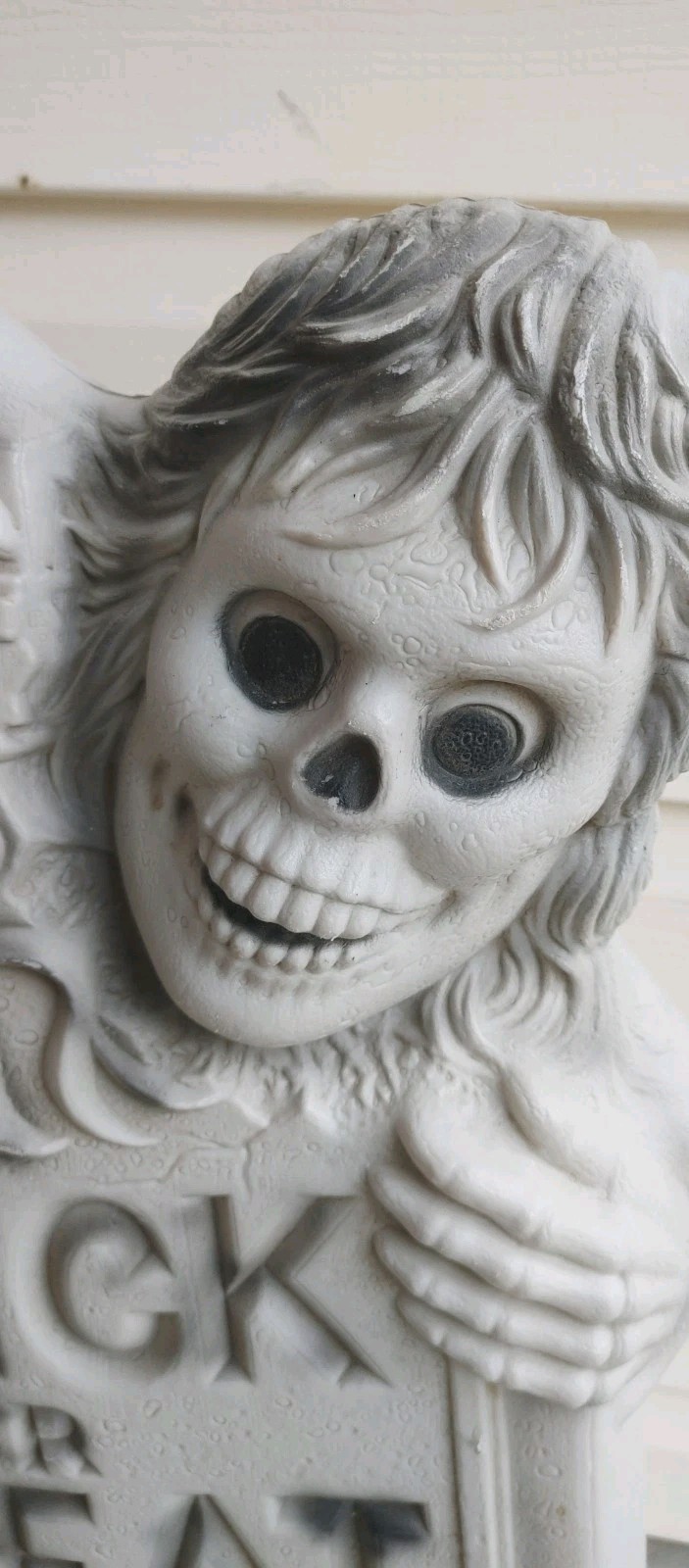 Vintage Halloween Blow Mold Tombstone Gravestone Lighted Trick Or Treat Skeleton