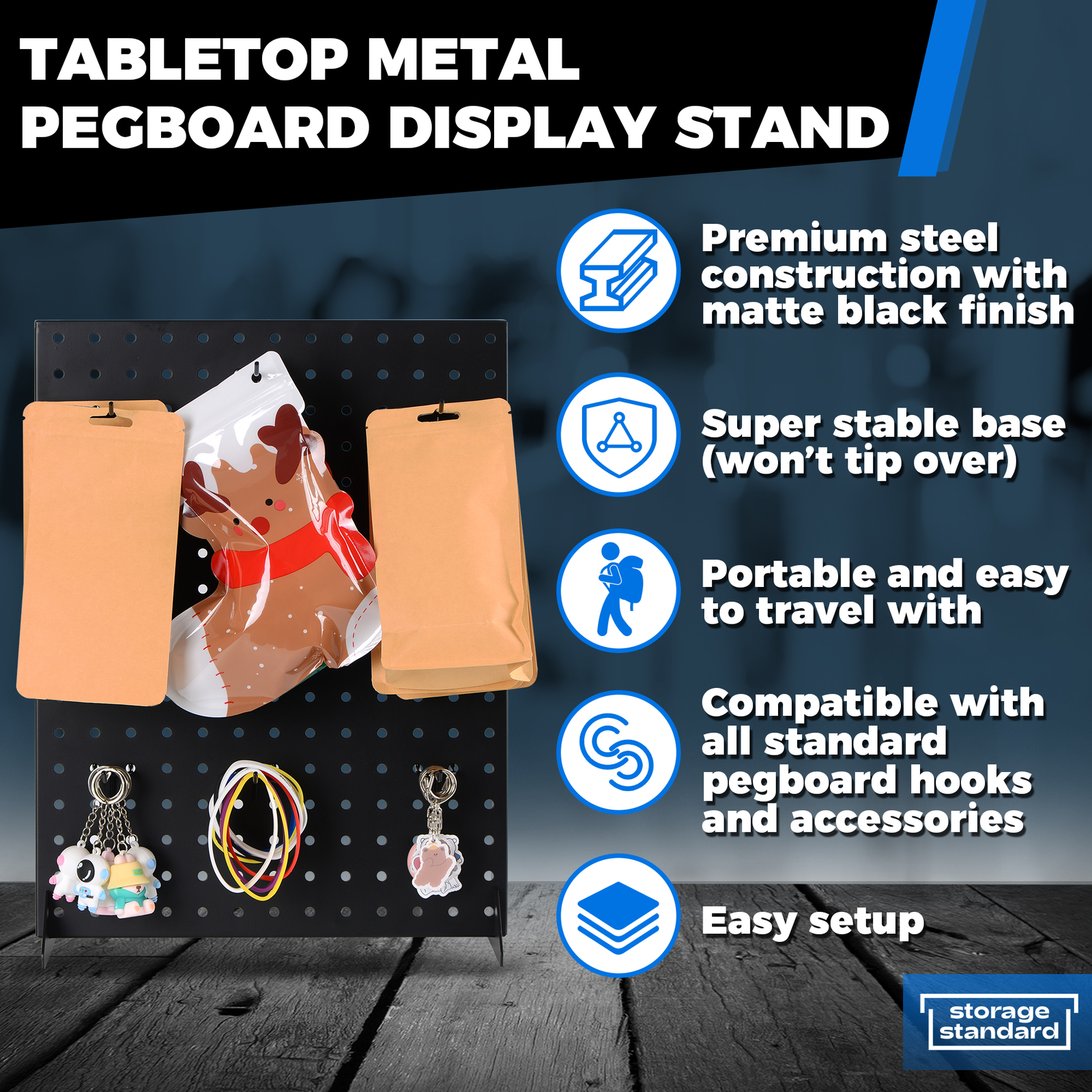 Pegboard Display Stand for Craft Shows & Fairs - Metal Jewelry Retail Display