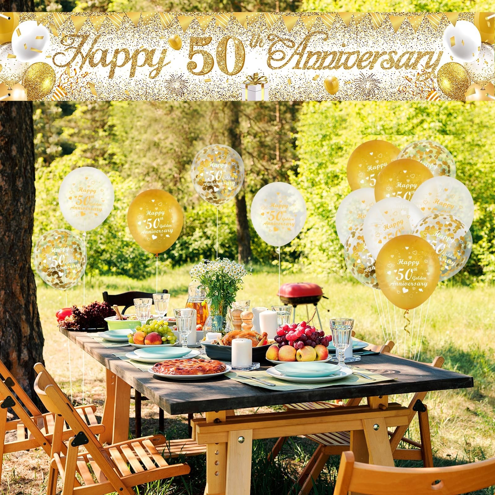 50th Wedding Anniversary Decorations White Gold Happy 50th Anniversary Yard B...