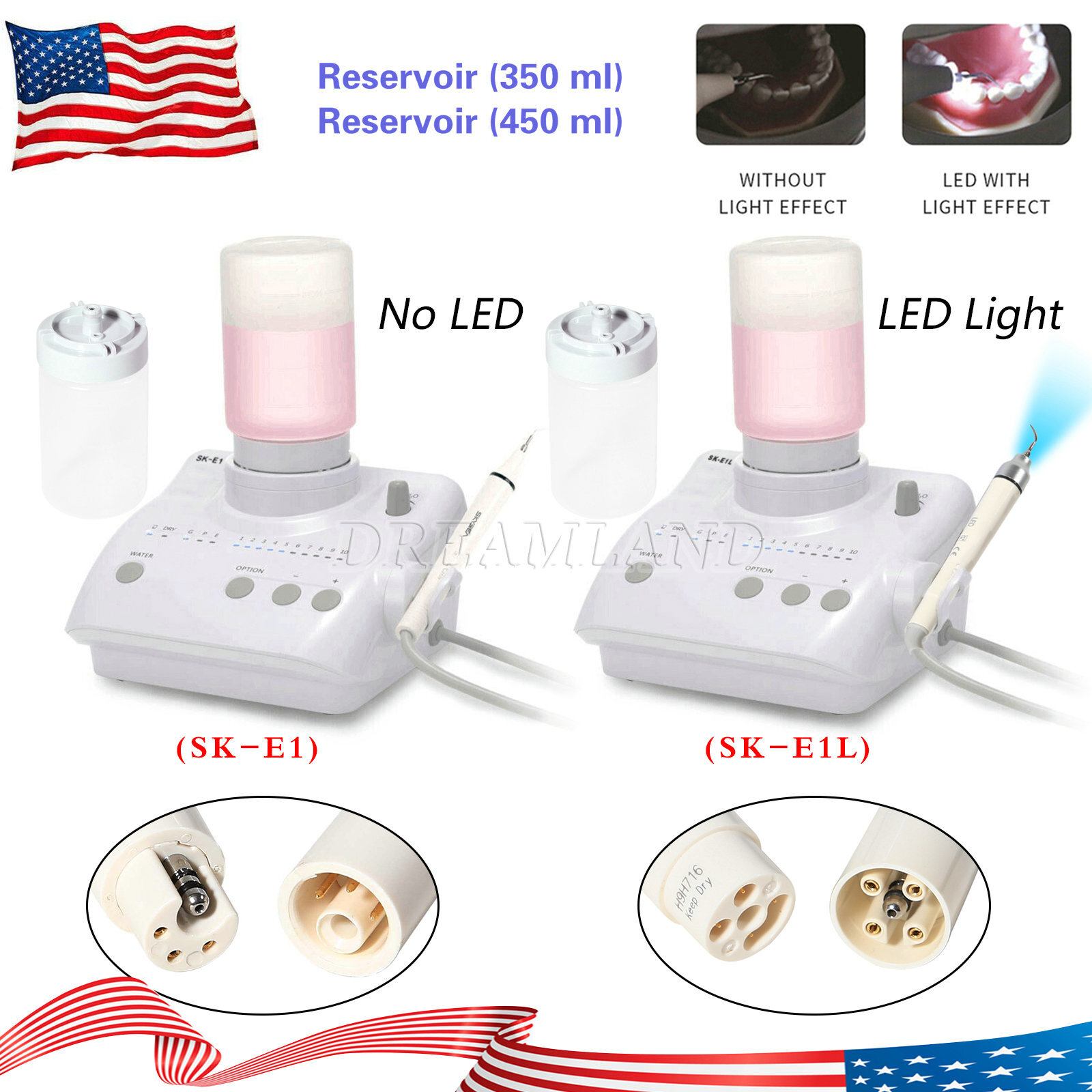 Dental Ultrasonic Piezo Scaler Handpiece 2*Bottles Fit Cavitron EMS Woodpecker