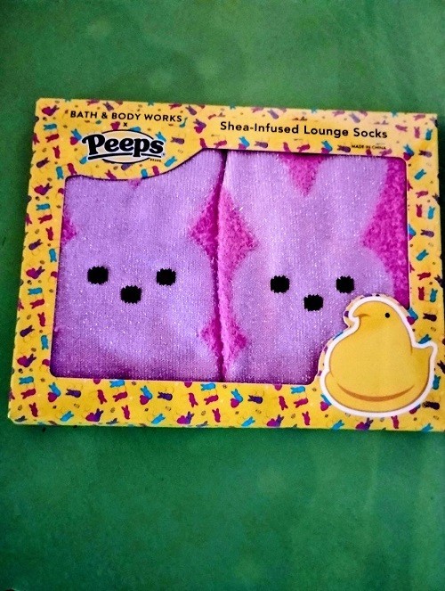 Bath & Body Works PEEPS SHEA INFUSED LOUNGE SOCKS Pink Easter Bunny FREE SHIP