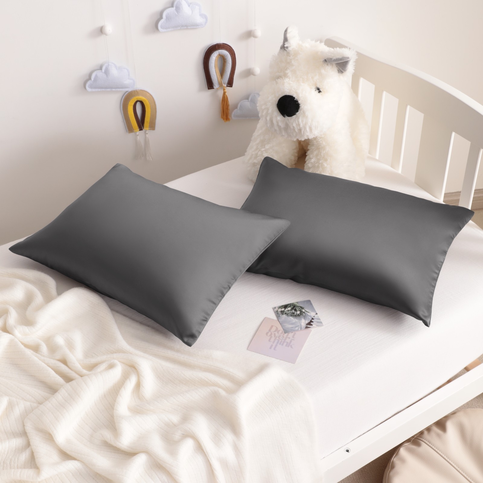 2 PCS Super Cozy Toddler Satin Pillow Case with Hidden Zipper, 13 x 18 Inches