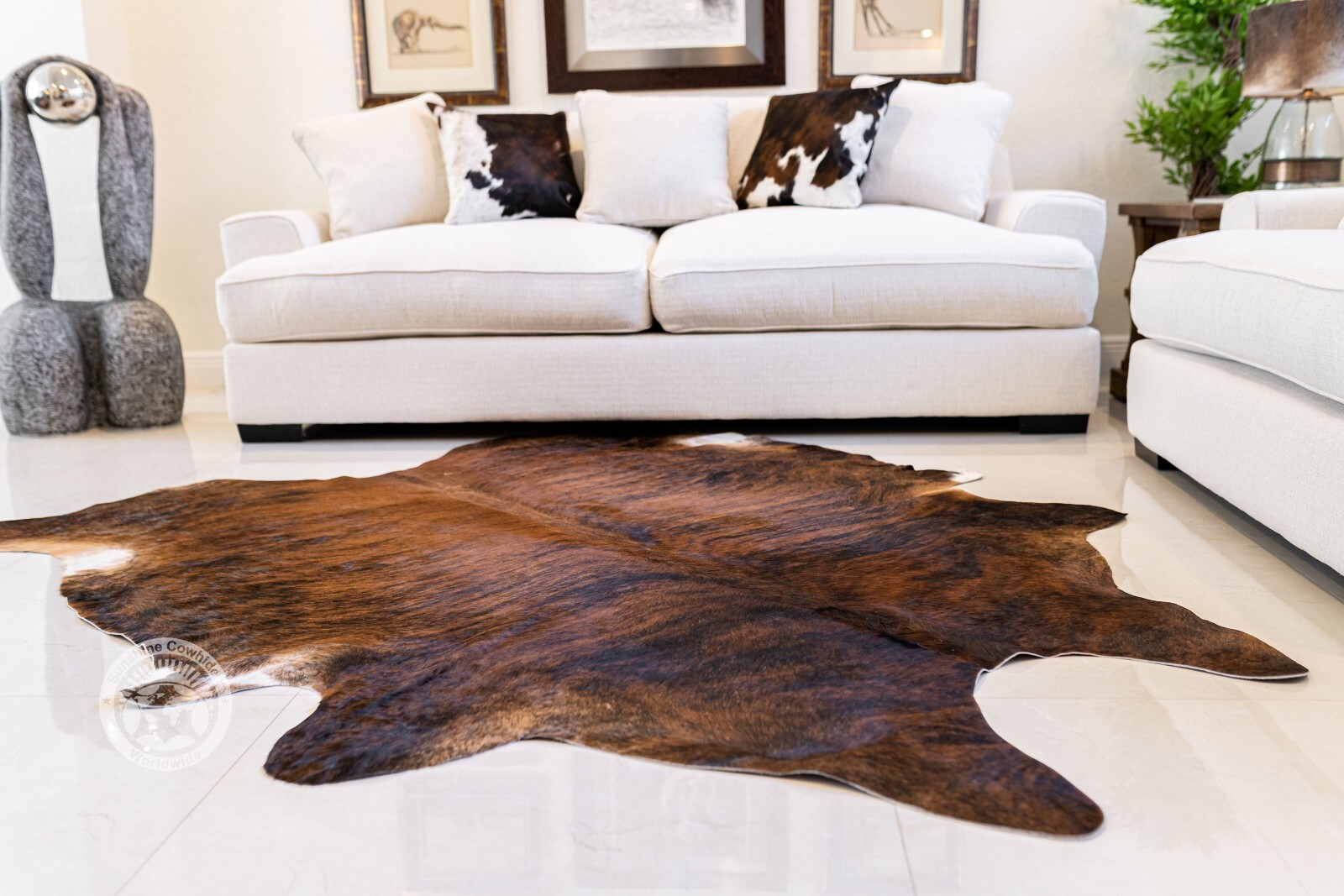 Real Cowhide Rug Brindle Reddish - Size 6x8’
