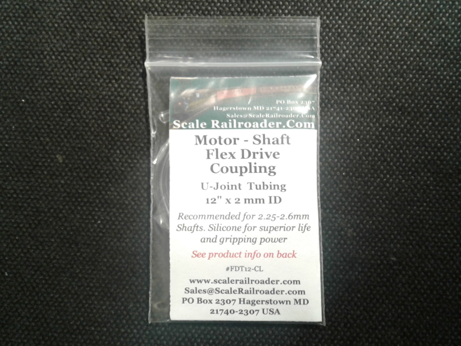 Locomotive Flex Drive Shaft Coupling U-Joint Tube 12" x 2mm ID Clear