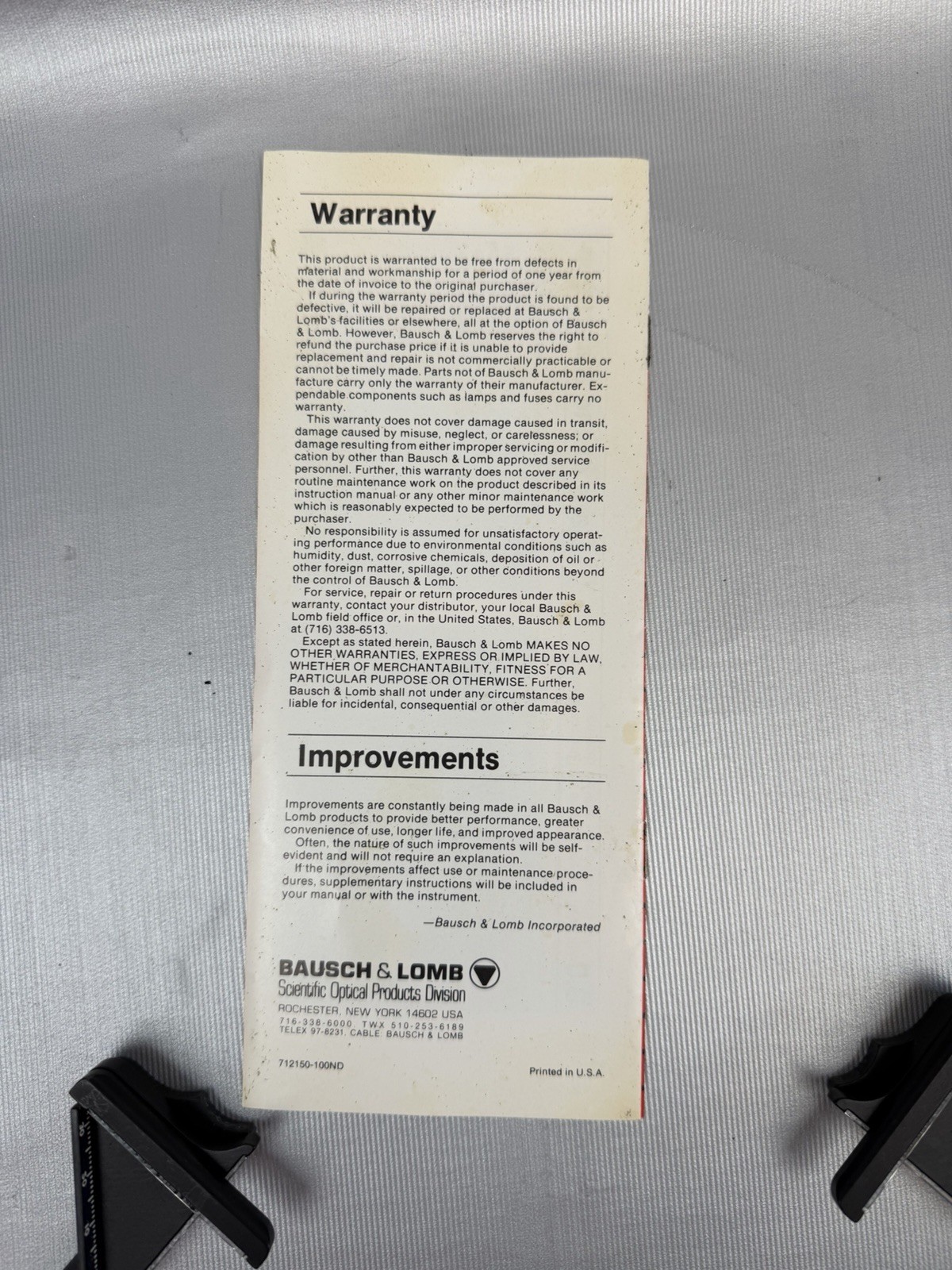 Vtg Bausch & Lomb Optical Exophthalmometer w/ Instructions 71-21-50 Opthalogy