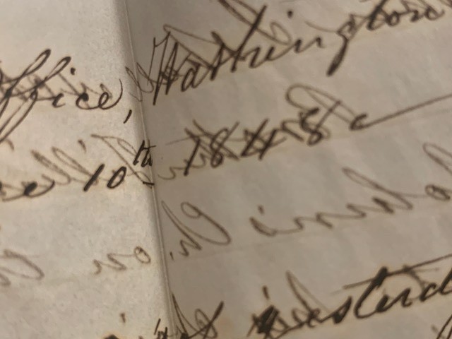 1848 Georgetown DC blue stampless letter paid 10 cents rate handstamps