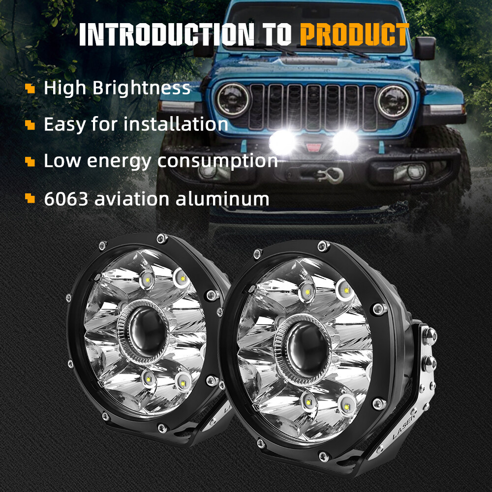 Pair 5" LED Work Lights Super Bright Offroad Driving Auxiliary Pods +2leads Wire