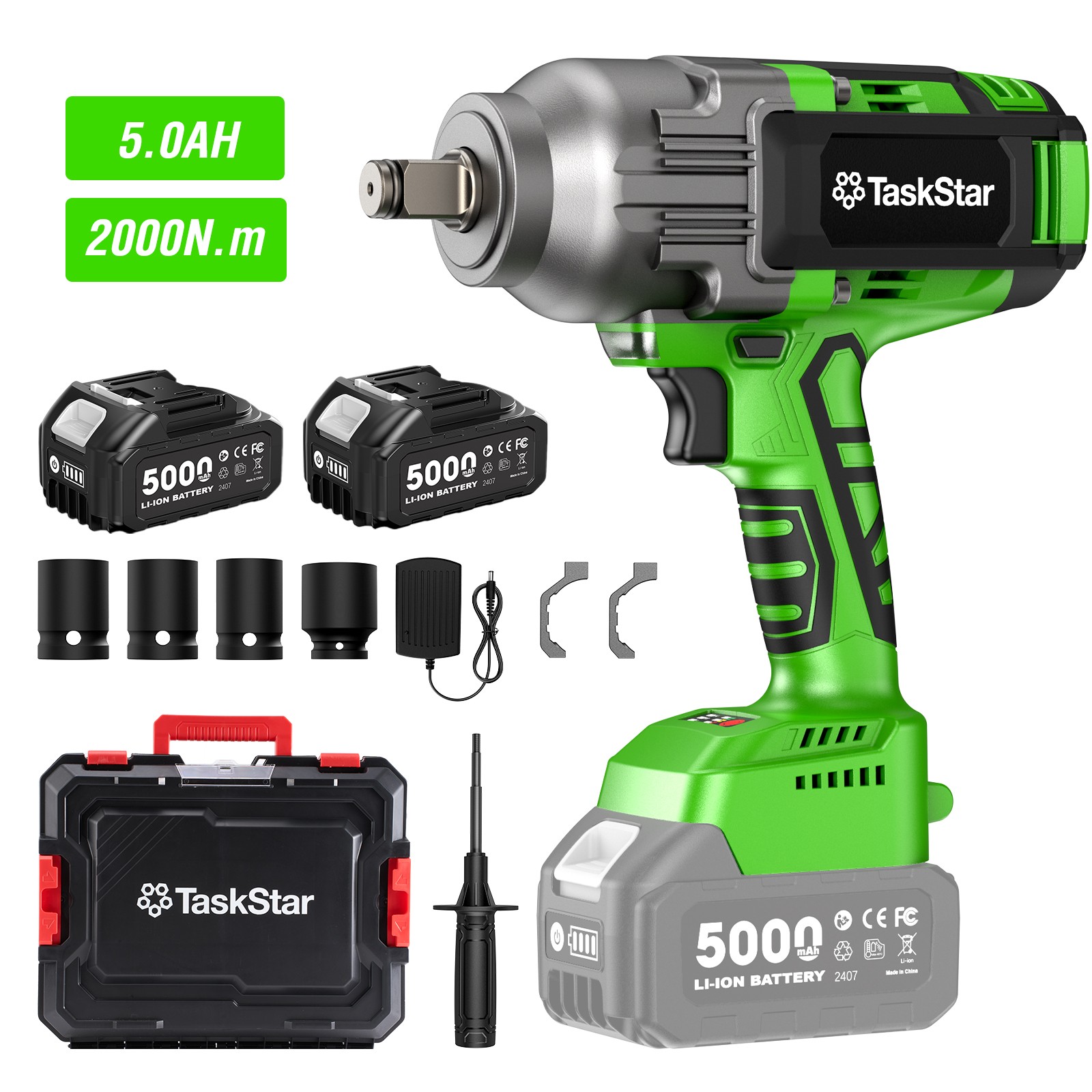 Taskstar 3/4 in Cordless Impact Wrench 2000Nm 1475ft-lbs Electric Impact Gun