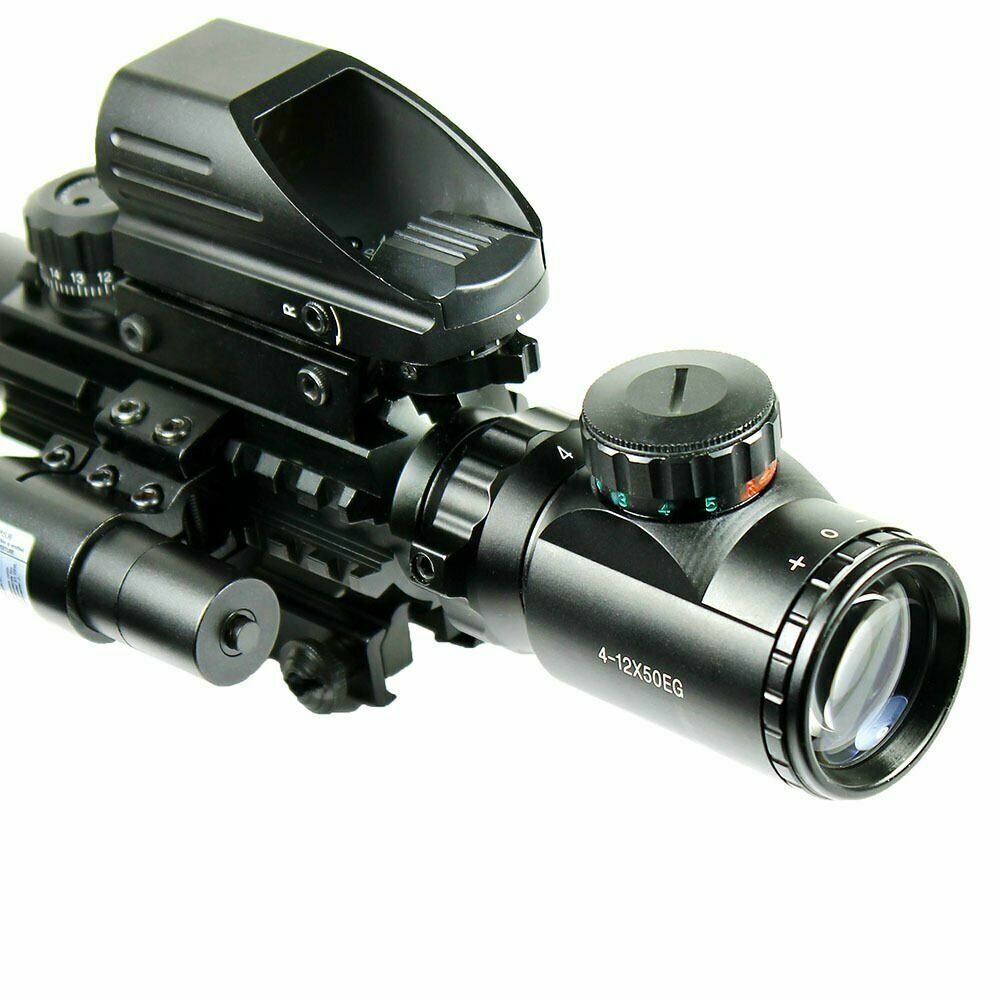 4-12X50 Rifle Scope R/G Mil-dot with Holographic Sight & Red Laser JG8