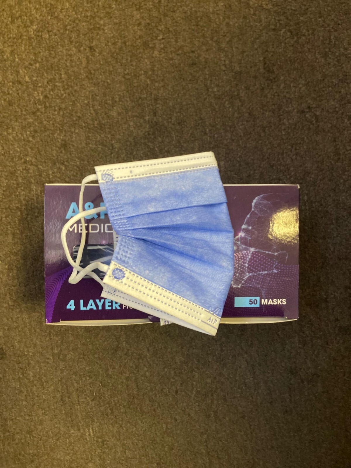 2500pcs Blue A&P Minico Disposable Face Masks 4 Layer Protection Level 3