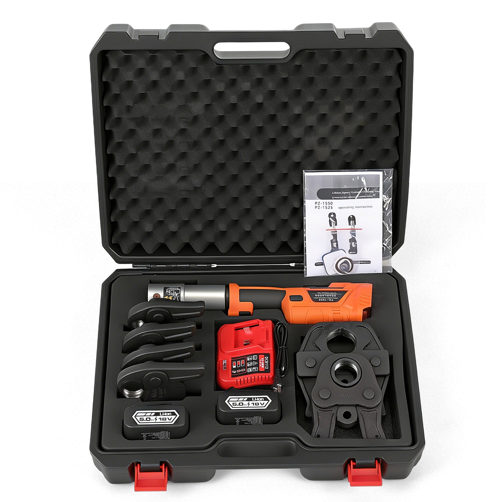 1/2" -2" Pro Press Tool Pipe Crimping Kit Press Tool Battery Kit with 6 Jaws US