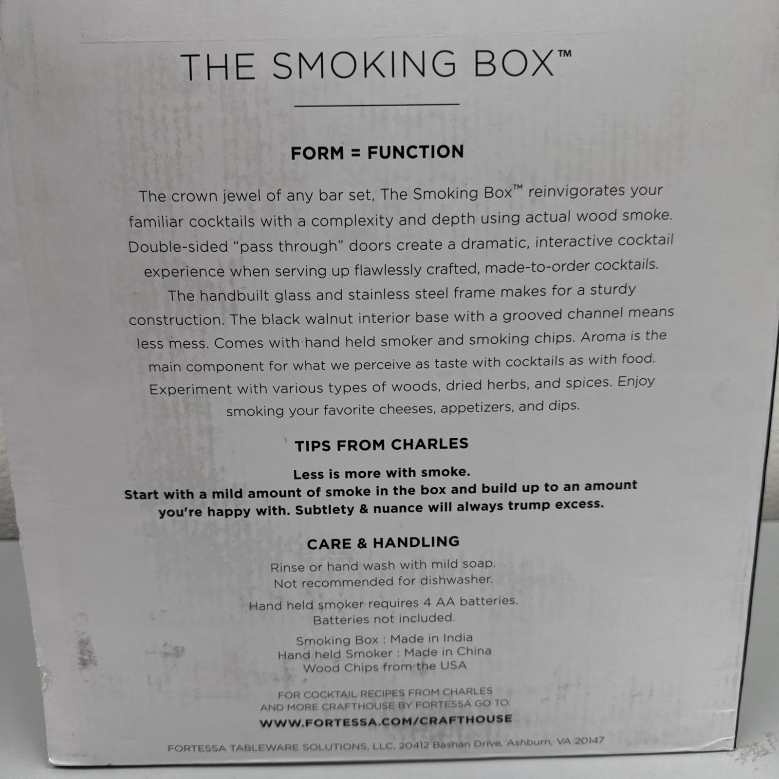 Crafthouse by Fortessa Professional Barware Glass Smoking Box