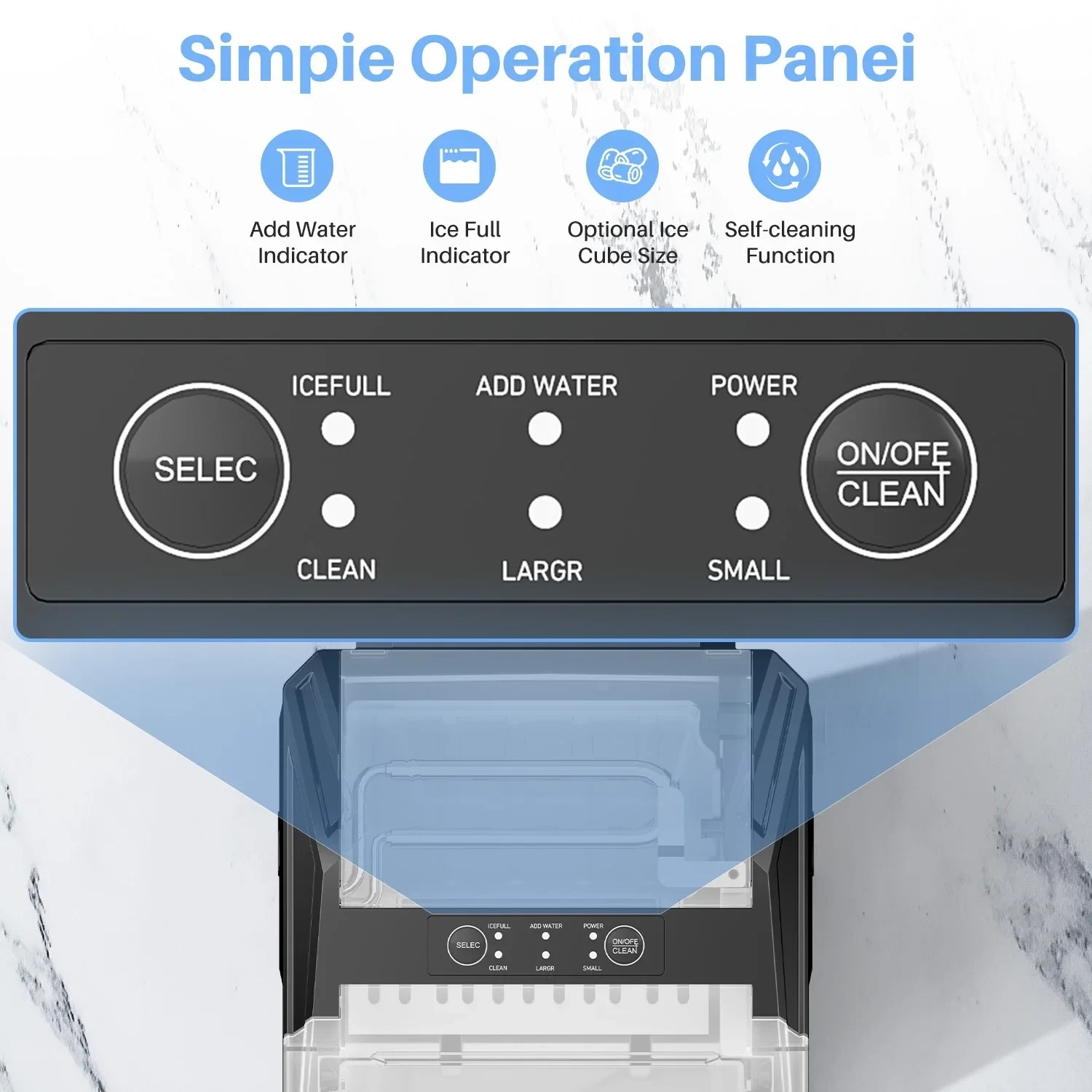 Ice Maker, Portable Countertop Icemaker Machine, Self Cleaning Quiet 2 Size Cube