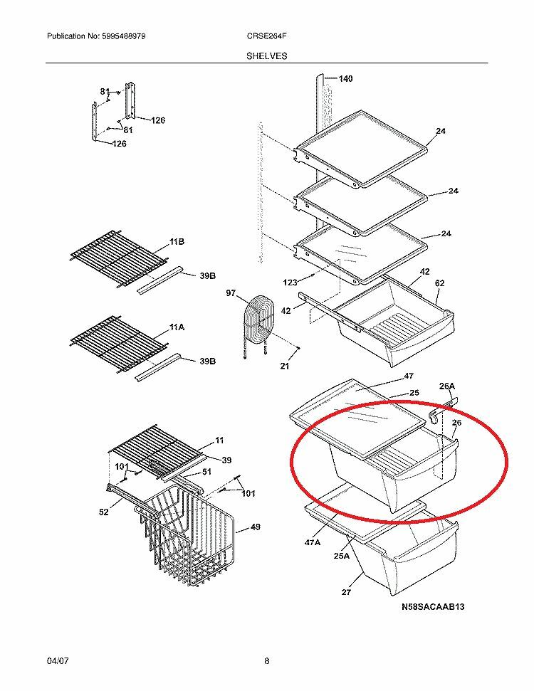 Upper Crisper Pan Compatible with Frigidaire Refrigerator 240351061