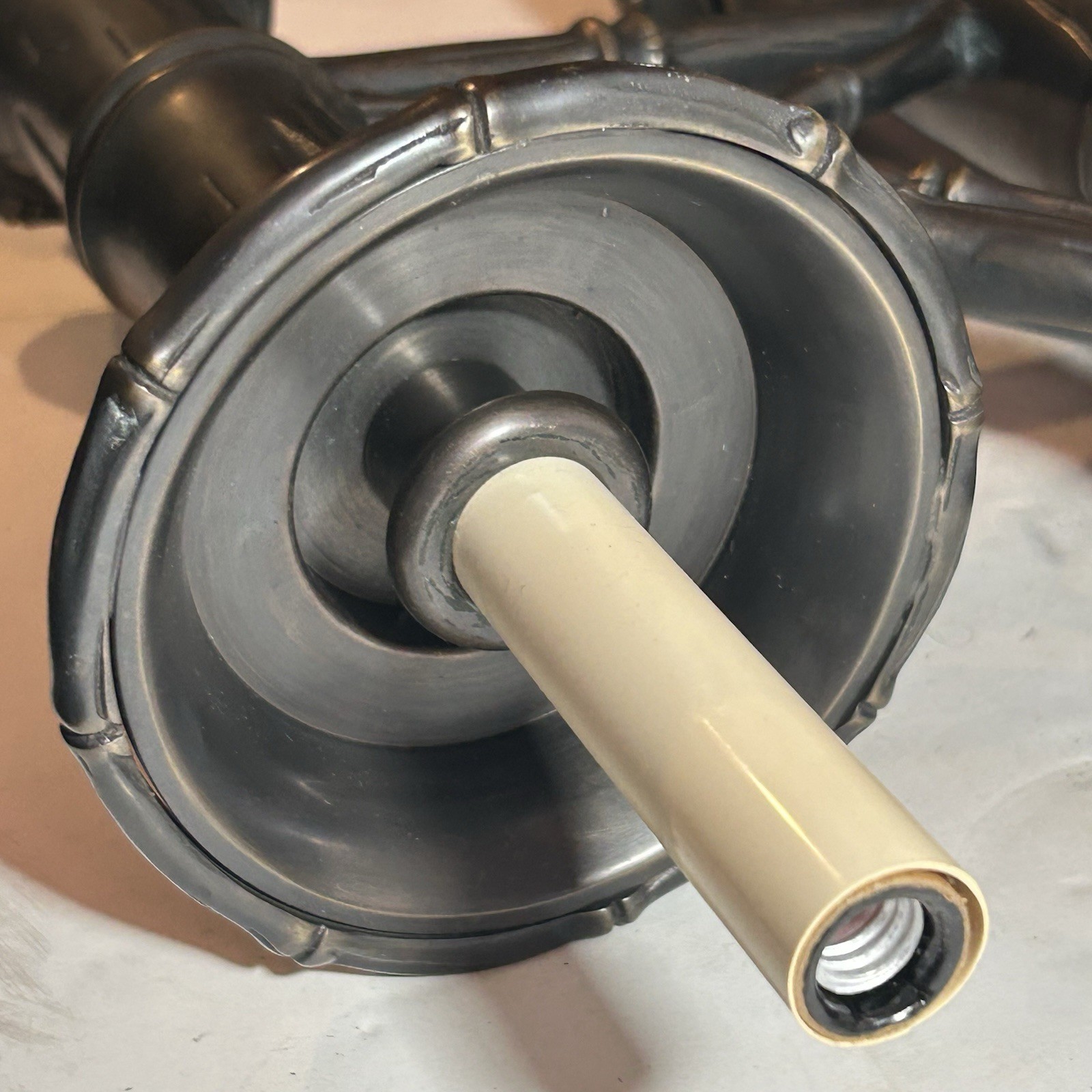 PAIR Vintage Decorative Arts Inc HUGE 31.75” Bronze / Brass Bamboo Wall Sconces