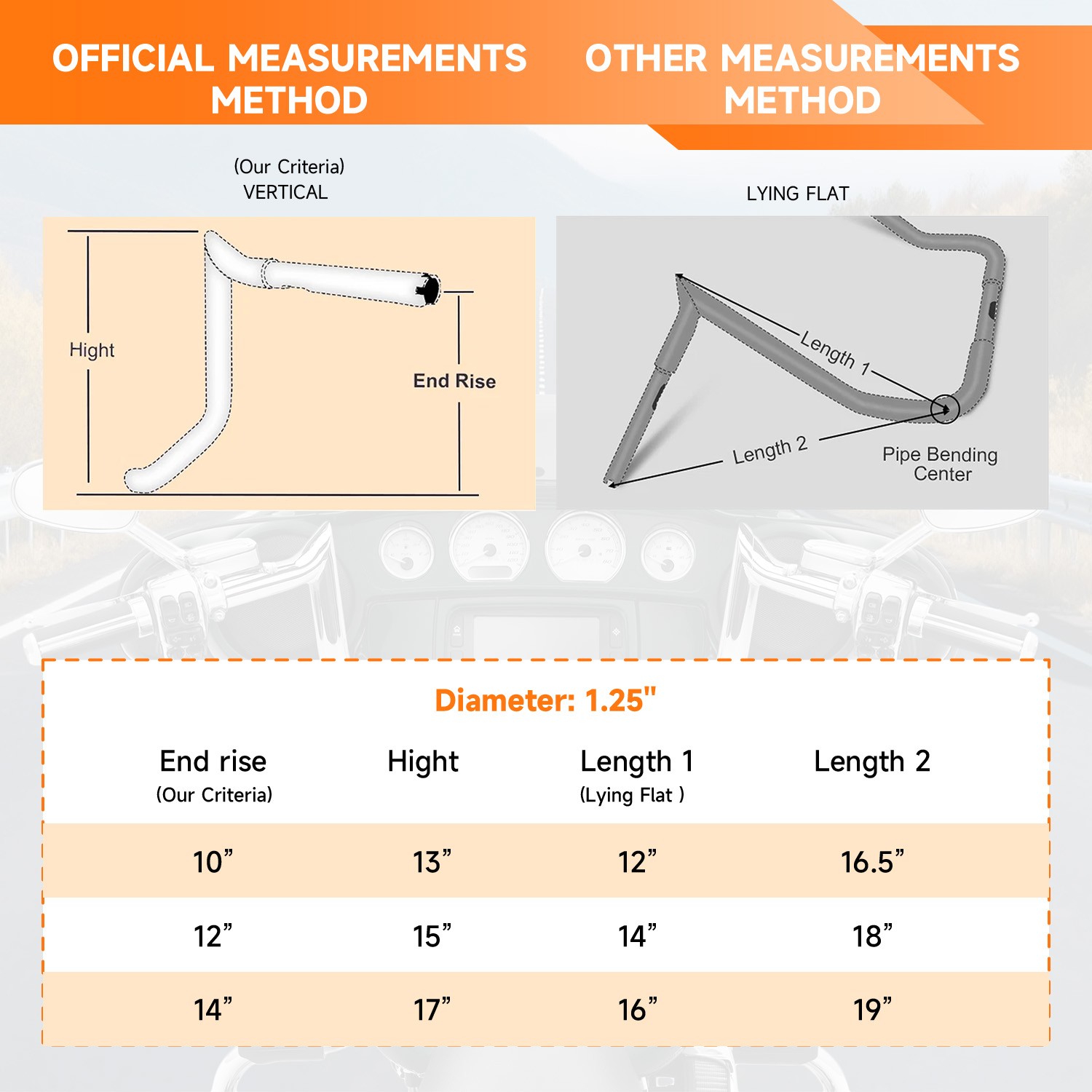 10" 12" 14" Pre-Wired Meathook Handlebars for Harley Street Glide Electra Glide