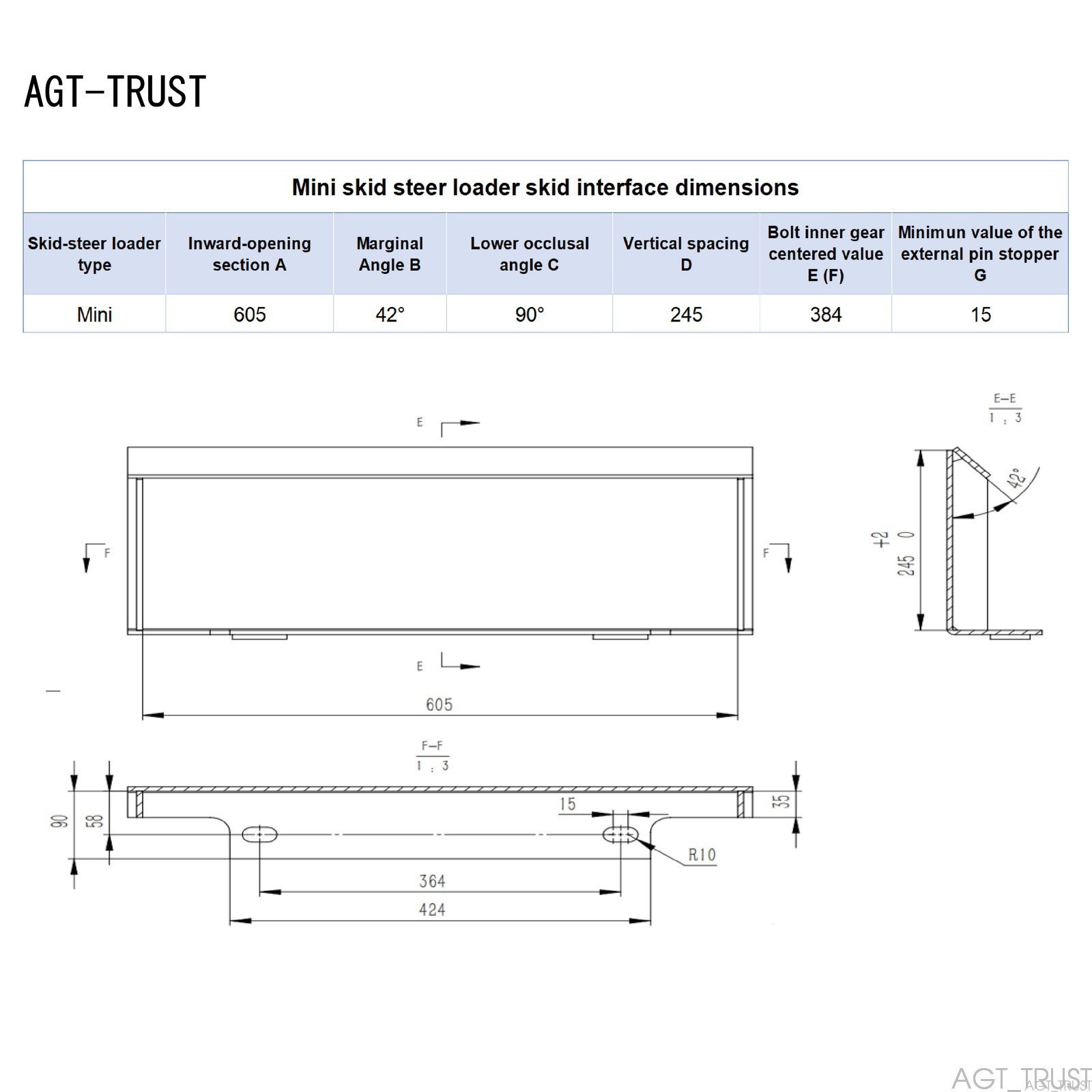AGROTK M-AG 12" Hydraulic Auger Attachment for AGT Mini Skid Steer