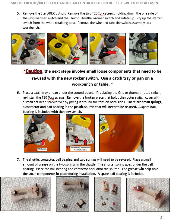 Ski-Doo Skidoo Rev XP Grip Warmer Button Rocker Switch Replacement