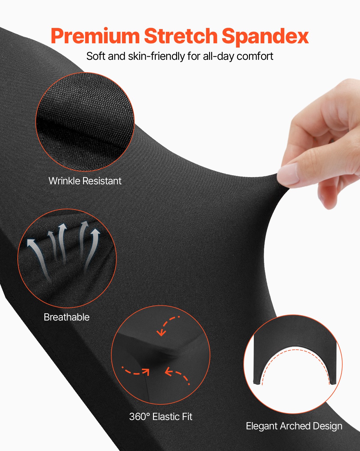 VEVOR 50PCS Black Stretch Spandex Folding Chair Covers for Wedding Party Dining