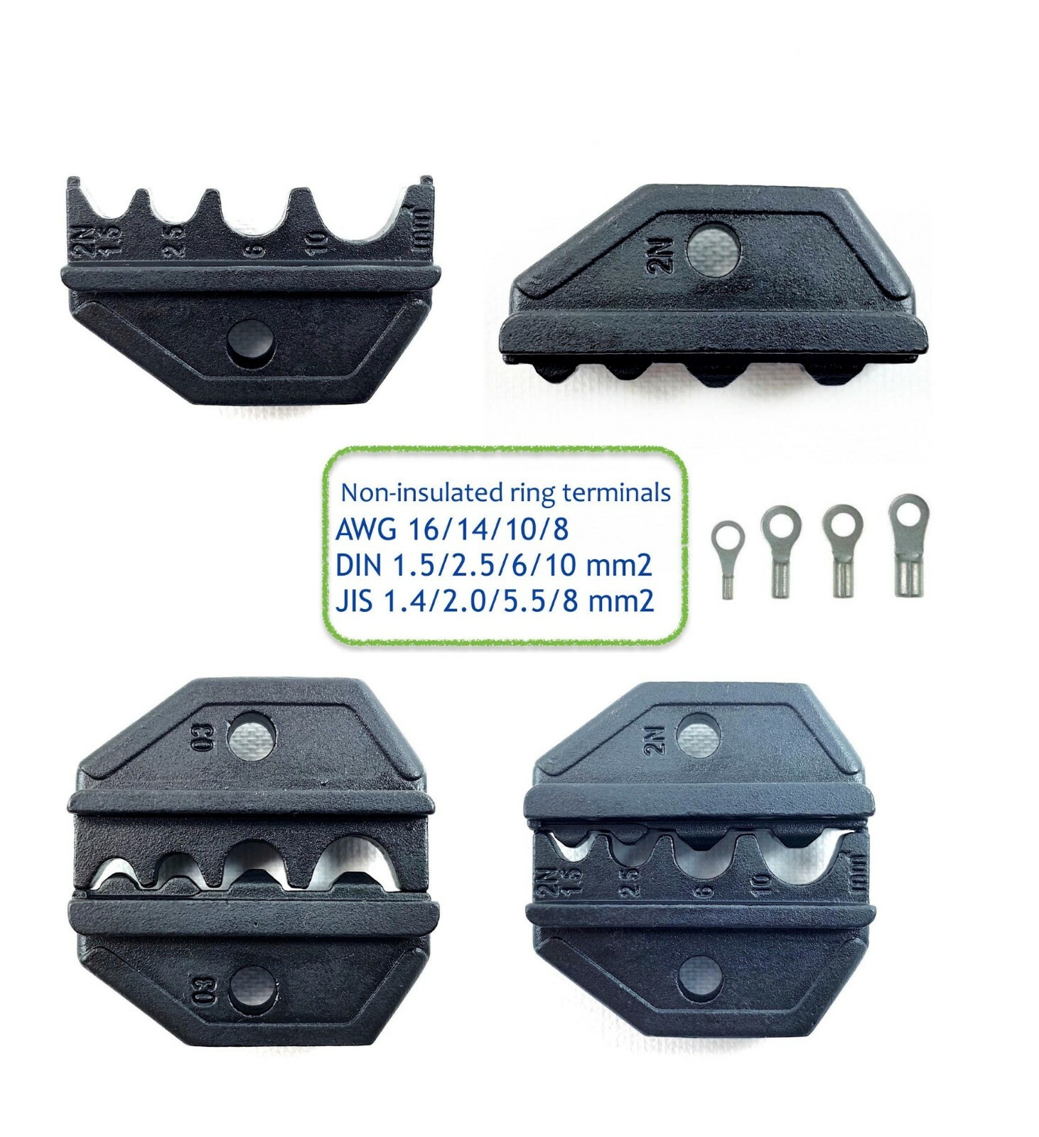 Quick Change Ratchet Crimp Tool 2 Die Non-insulated Flag Ring Terminal AWG 22-8