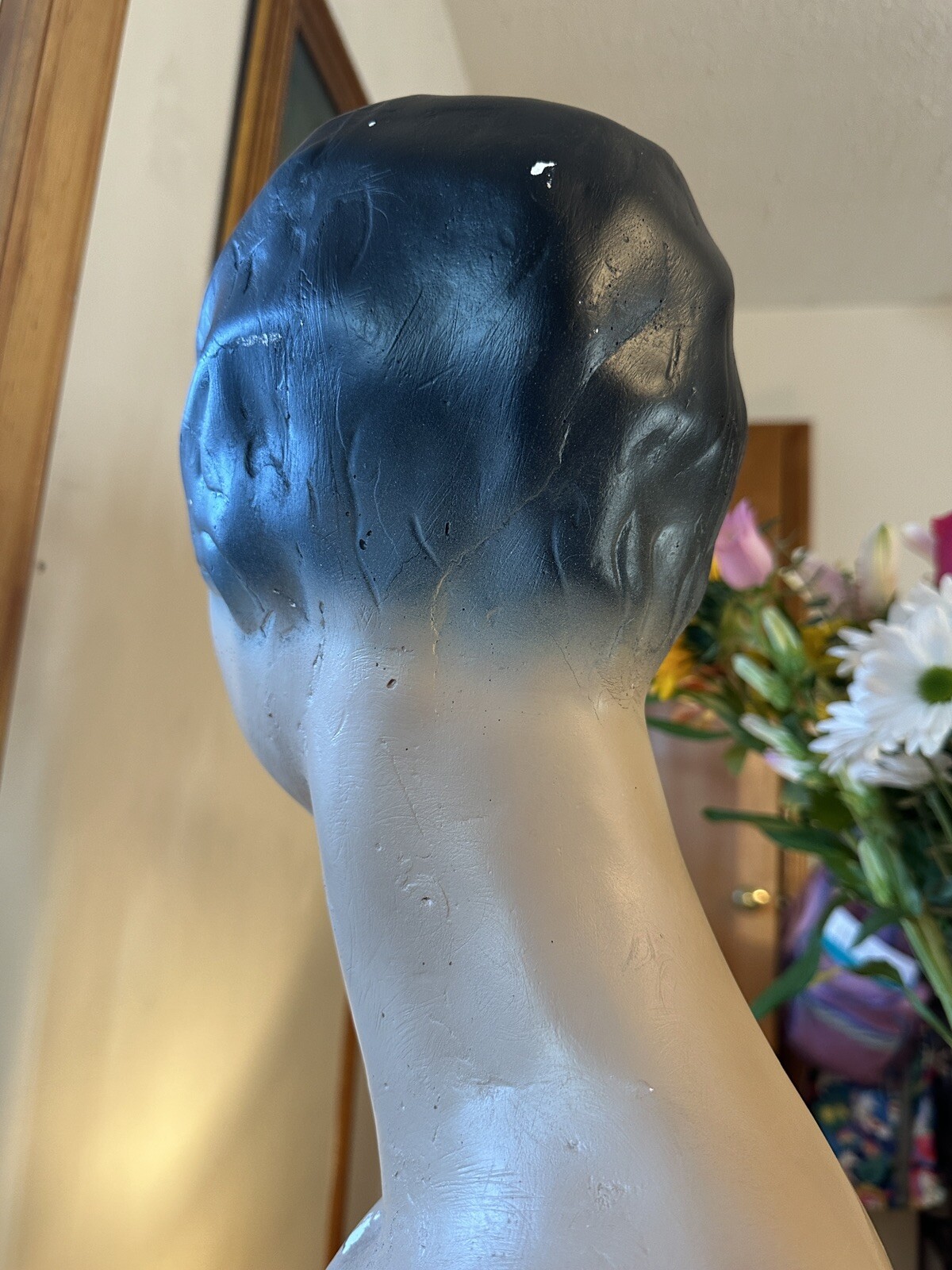 Vintage French Paris Lady Woman Hat Bust Head Champs Elysees Mannequin Plaster