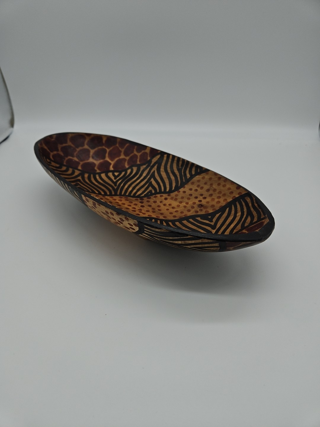 Vintage Kenya Hand Carved Decorative Bowl 12" X 6" X 2 1/2"