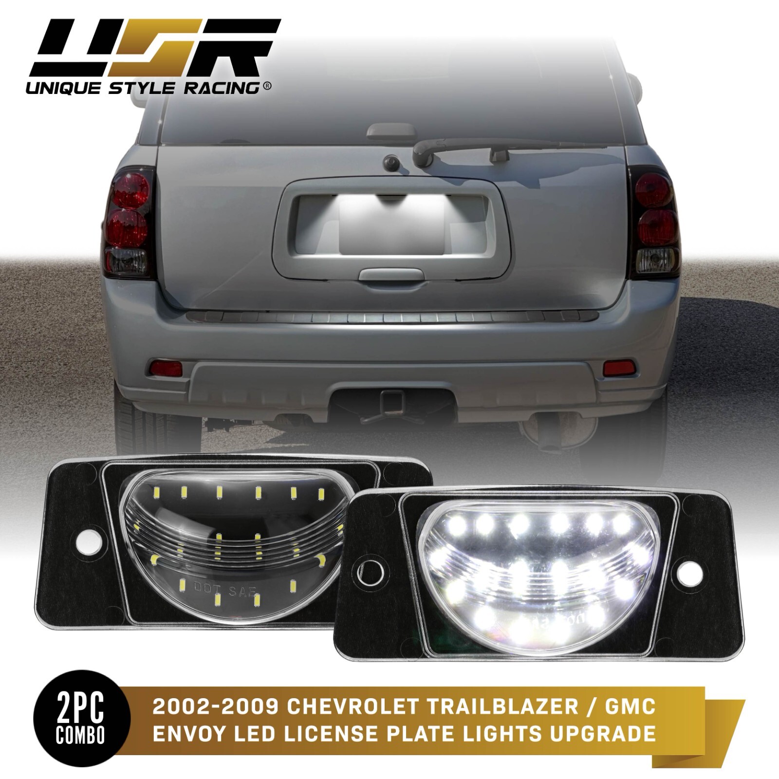 License Plate Light LED WHITE 2pc For 02-09 Chevrolet Trailblazer / GMC Envoy