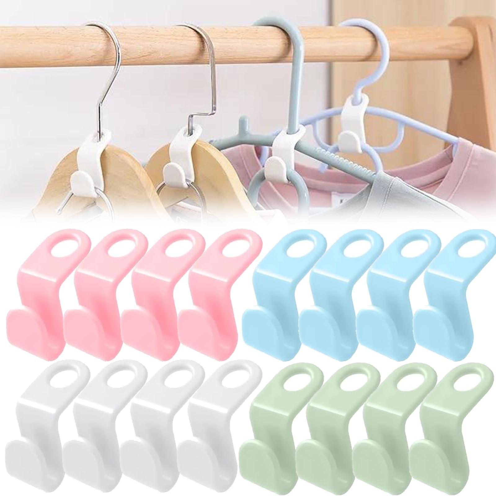 40-Pack Hanger Connector Hooks – Space-Saving Garment Organizer (Random Colors)