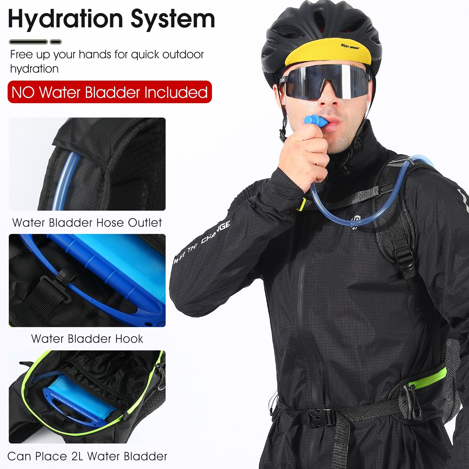 WEST BIKING Cycling Hiking Outdoor Sports Hydration Packs Backpack 16L Bag Green