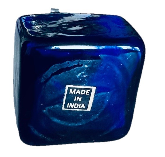 Vintage 1978 Square Cobalt Blue Glass Inkwell Bottle Sterling Silver Top
