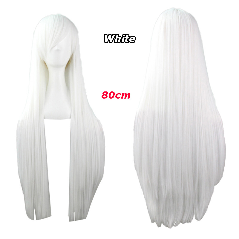 White Long Straight Women Cosplay Costume Party Hair Anime Wigs Full Hair Wig
