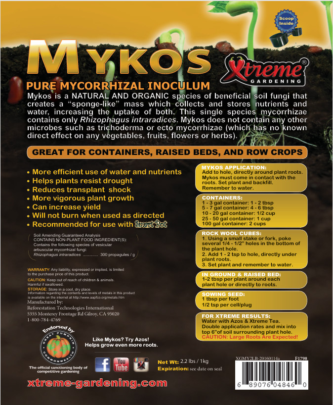 Xtreme Gardening Mykos Pure Mycorrhizal 2.2 lb - Mycorrhizae Beneficial Root
