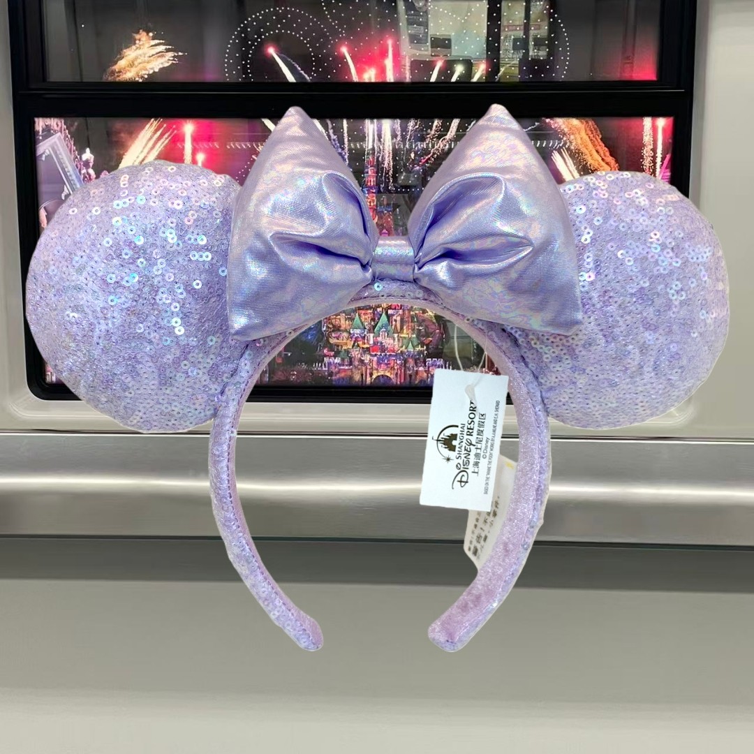 2025 Opalescent Lavender Sequin Headband Disney Parks Minnie Ears Mickey US Ship