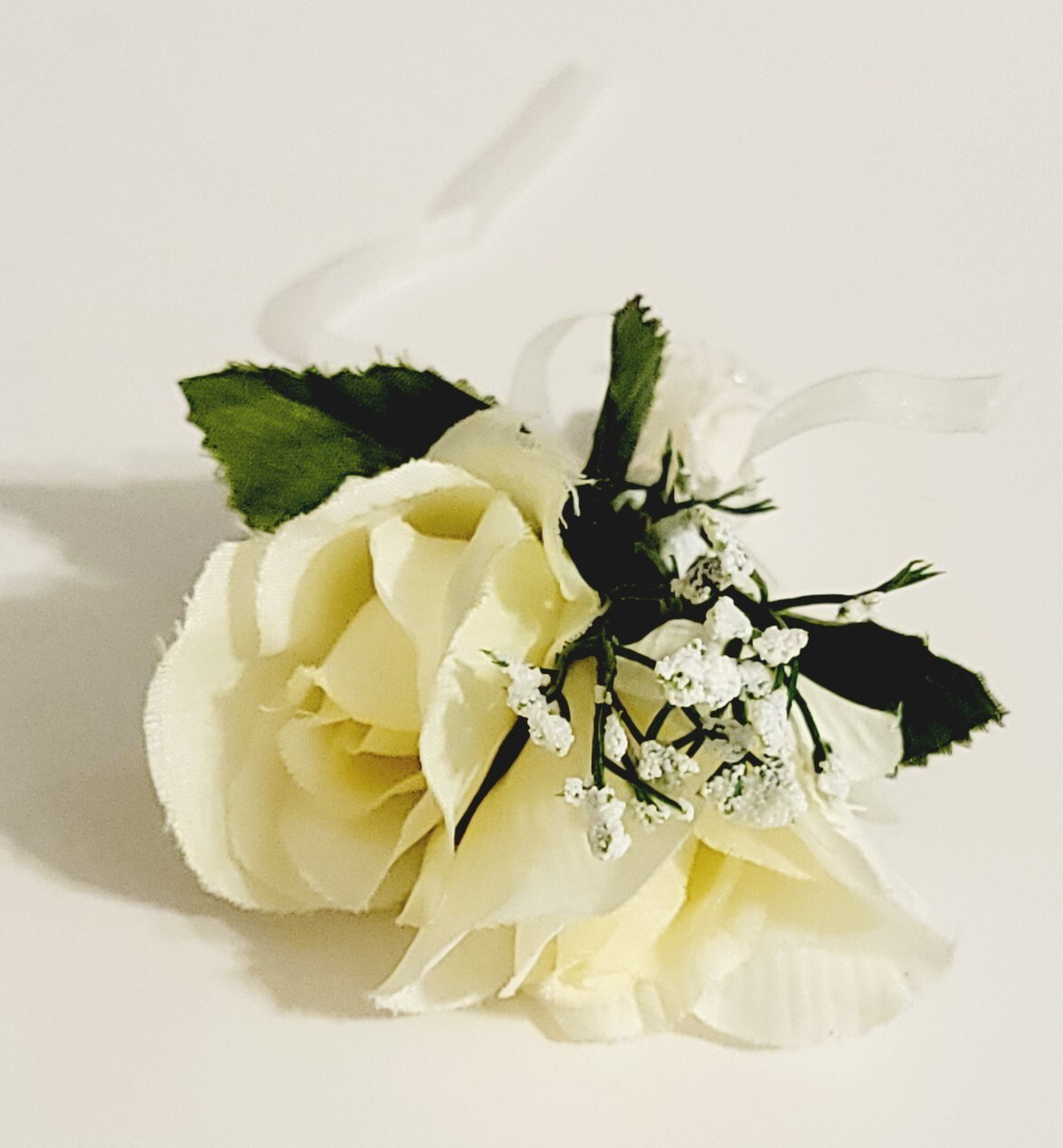 Set of 3 White or Gold Boutonniere For Wedding Prom, Artificial Flowers
