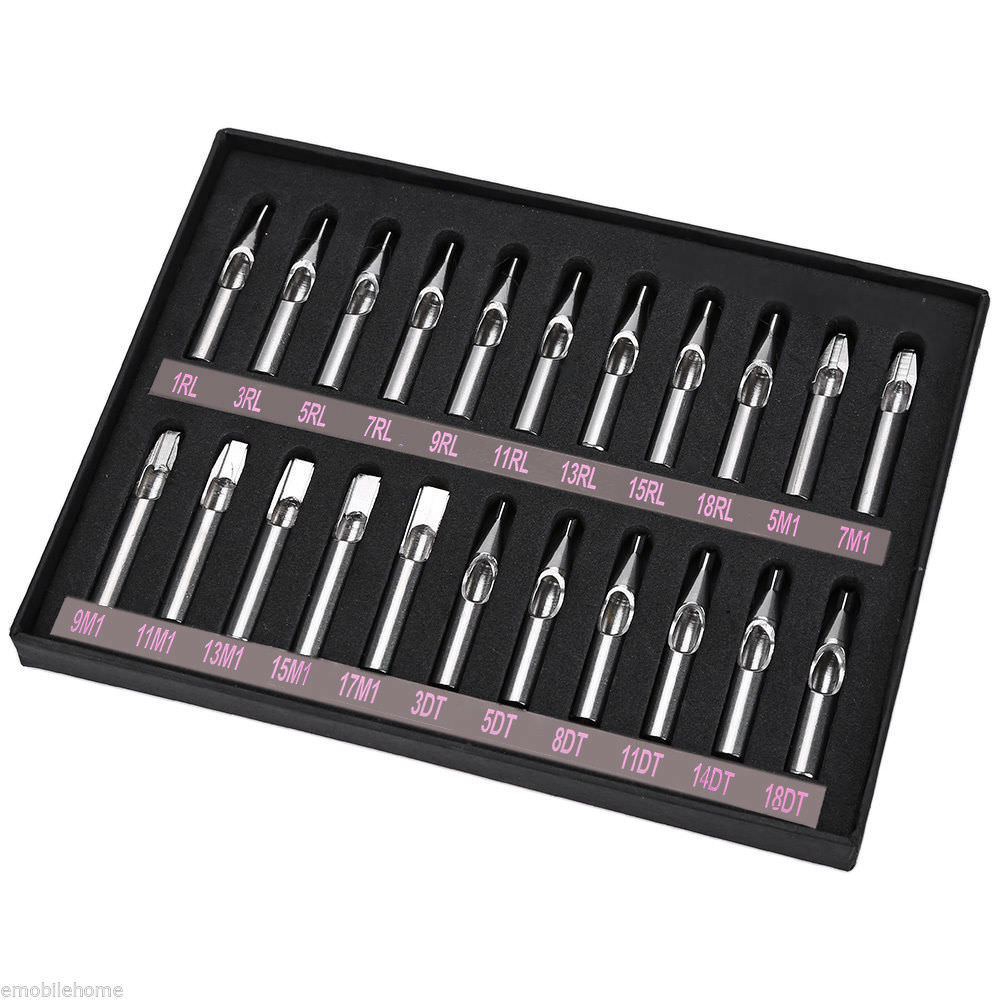 22Pcs/Box 304 Stainless Steel Needle Nozzle Tip For Tattoo Machine Tube Grip Kit