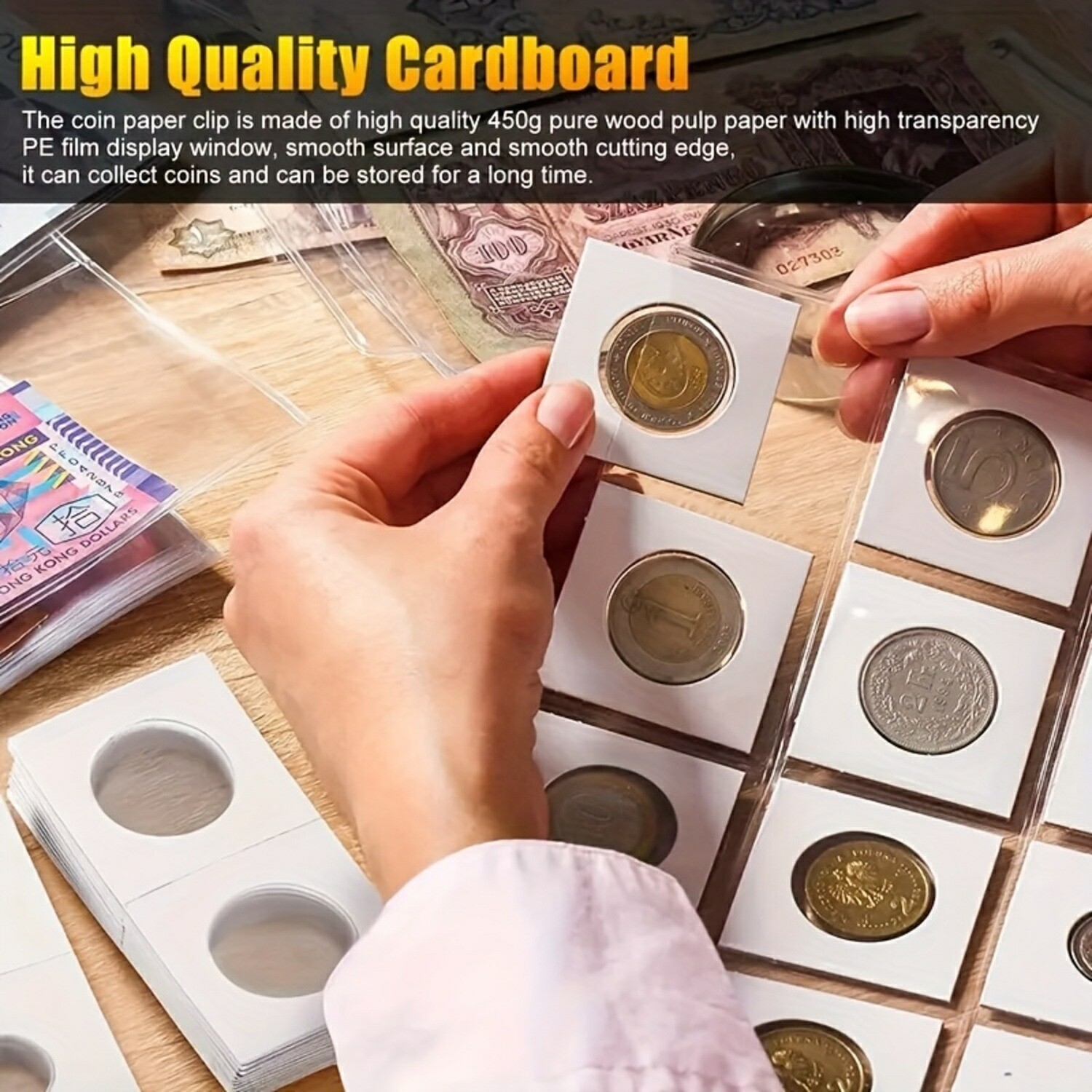 200PCS Assorted Coin Holders 2X2 Cardboard Mylar Flips Include 4 Sizes New