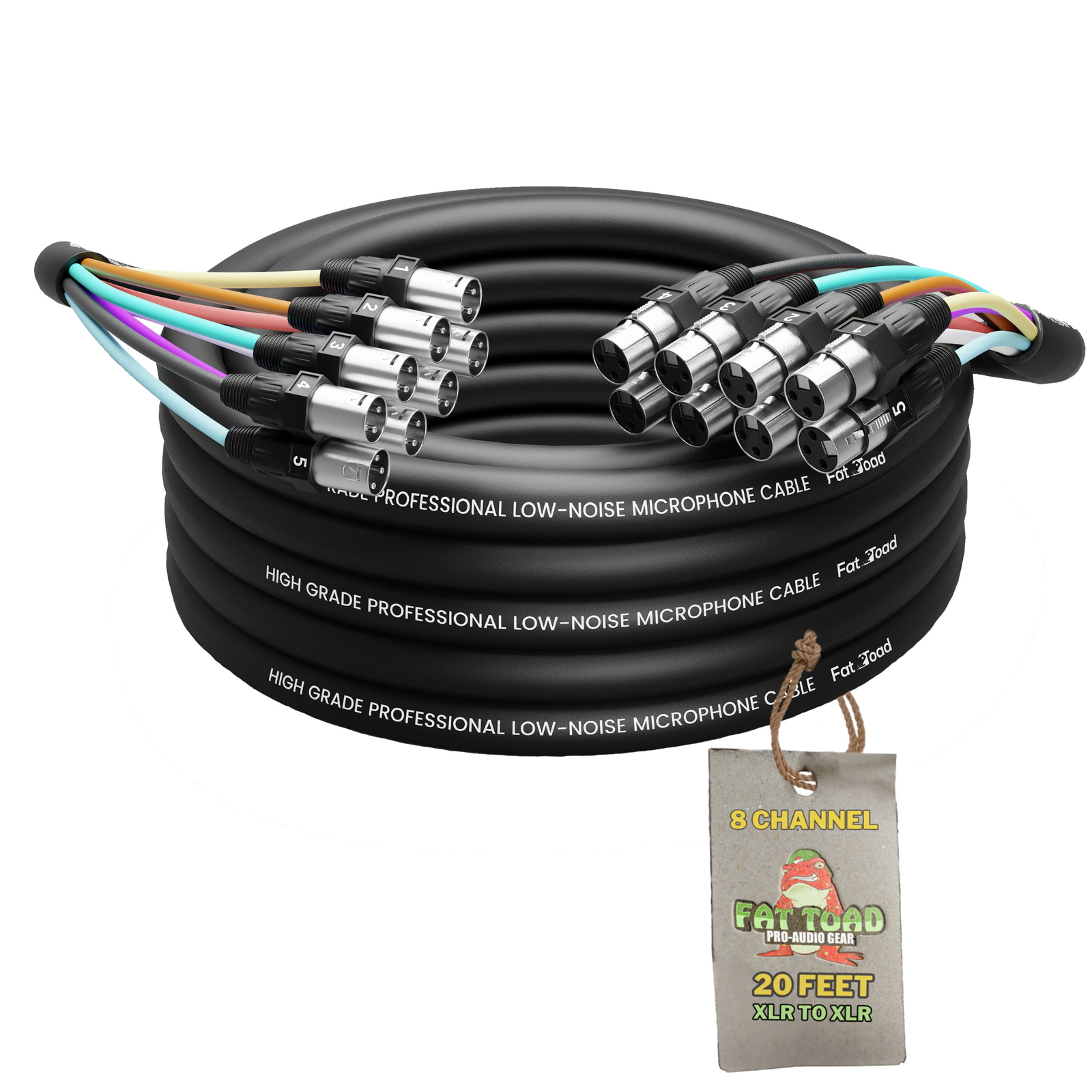 XLR Snake Cable Patch - 8 Channel 20ft Pro Audio Mic Cord Mixer Sound Stage PA