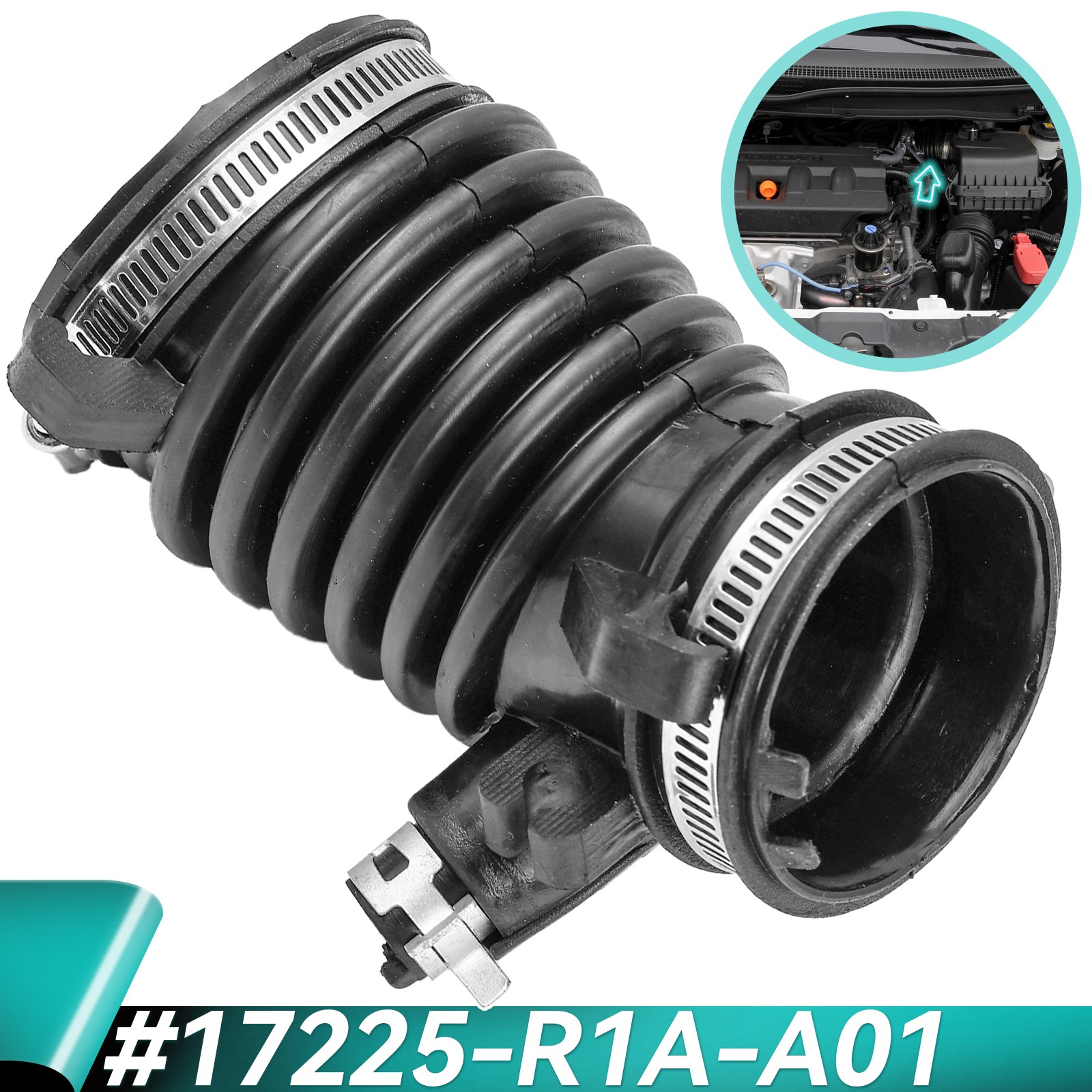 For Honda Civic 2012-2015 1.8L Air Flow Tube Air Cleaner Intake Hose With Clamps